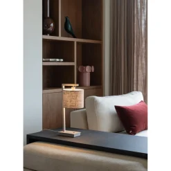 Lampe de table Boston sable abat-jour lin fonce