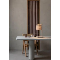Lampe de table Boston sable abat-jour lin fonce