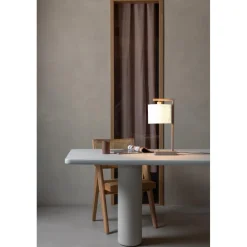 Lampe de table Boston sable abat-jour blanc