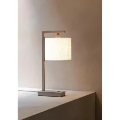 Lampe de table Boston sable abat-jour blanc