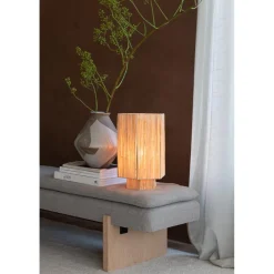 Lampe de table raphia Panama ronde octogonale naturel