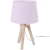 Lampe rose 3 pieds en bois 18,5x31