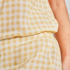 LDN. VICHYSHORT Pyjshort. jaune en viscose
