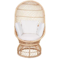 Le Fauteuil MANADO design scandinave épuré assise en rotin naturel et tissu etanche