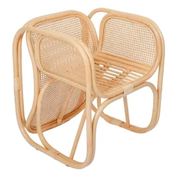 Le Fauteuil MOROTAI design scandinave épuré assise en rotin naturel et tissu etanche