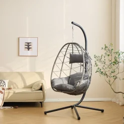 Le fauteuil suspendu VENICE style scandinave en rotin et en métal