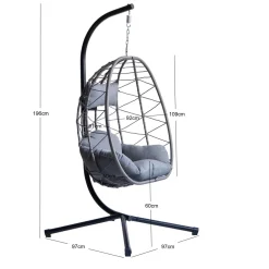 Le fauteuil suspendu VENICE style scandinave en rotin et en métal
