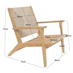 Le fauteuil VALDIVIA design scandinave en acacia massif et en corde esthétique intemporel