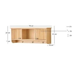 Le Porte-Manteau mural en bois 2 Portes Style Japandi 2 Crochets KONDO style scandinave pour une touche de modernité et d'élégance