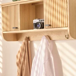 Le Porte-Manteau mural en bois 2 Portes Style Japandi 2 Crochets KONDO style scandinave pour une touche de modernité et d'élégance