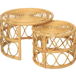 Le set de tables basses SALAWATI design épuré et sa structure en rotin