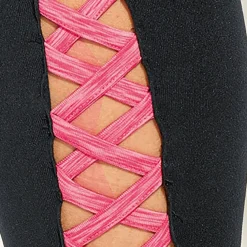 Legging sport lanières croisées sur bas femme - Noir