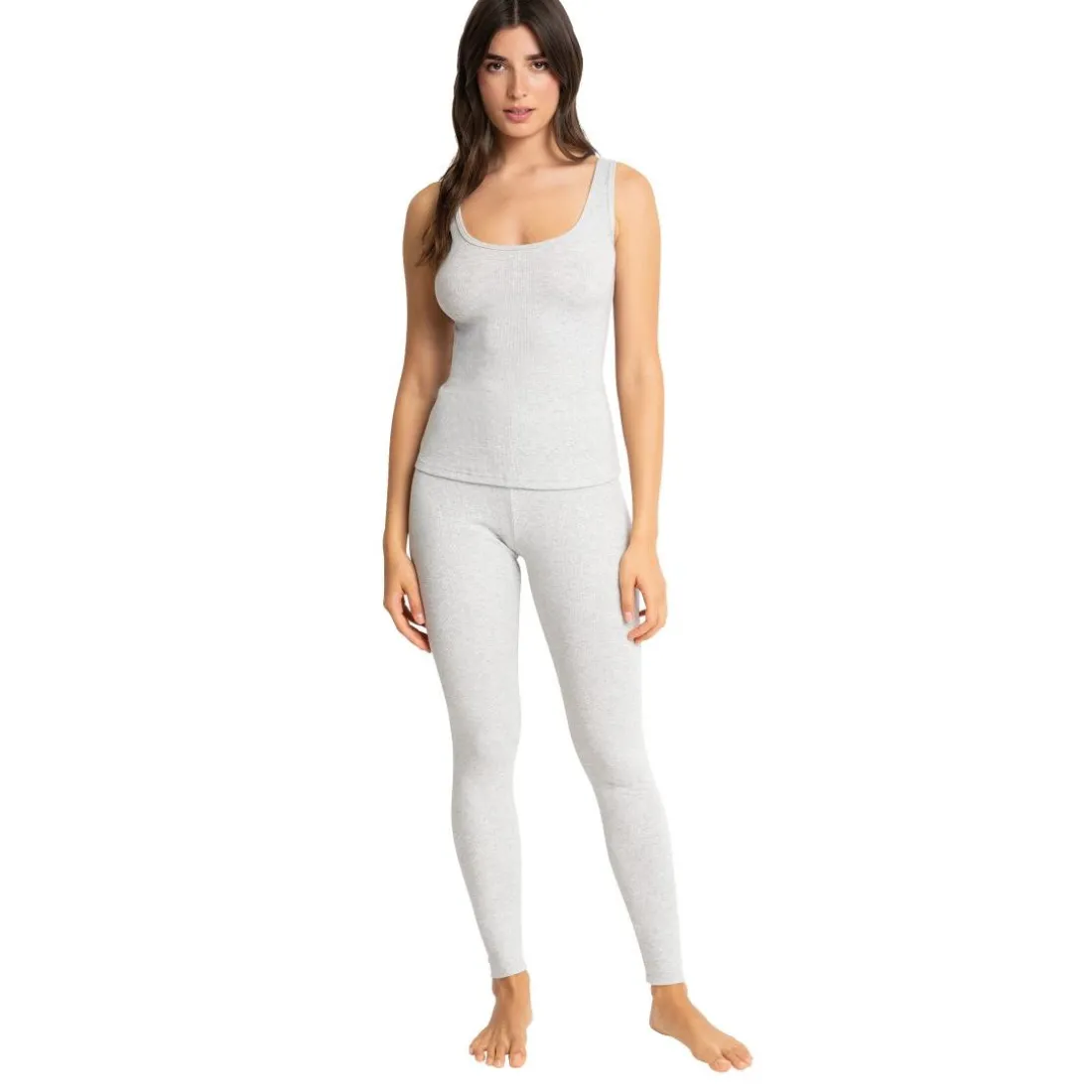 Legging taille haute en coton - Gris