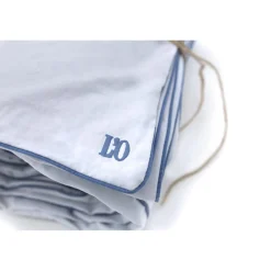 Les signatures - Housse de couette en percale de coton - bleu ciel/passepoil bleu marine