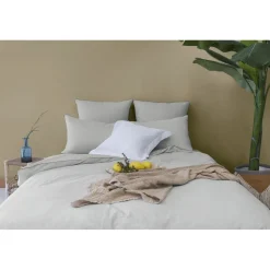 Les signatures - Housse de couette en percale de coton - Gris perle/passepoil gris foncé