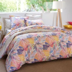 Linge de lit en coton GAMME SUCREE feuillage tropical multicolore