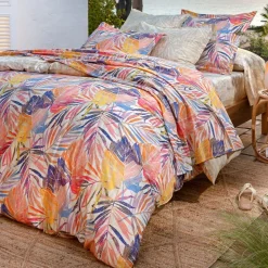 Linge de lit en coton GAMME SUCREE feuillage tropical multicolore