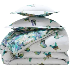 Linge de lit en coton PAPILLONNER vert