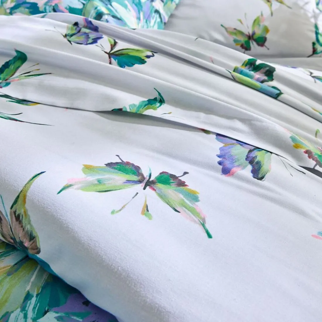 Linge de lit en coton PAPILLONNER vert