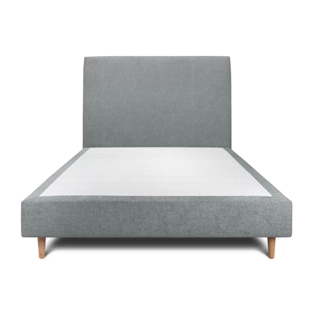 Lit avec tête de lit tapissier tissu et sommier tapissier gris anthracite