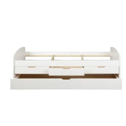 Lit à rangement 90 x 200 cm Pin Massif Blanc
