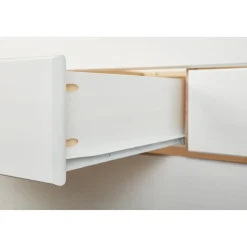 Lit à rangement 90 x 200 cm Pin Massif Blanc