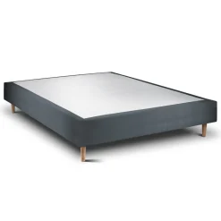 Lit avec tête de lit tapissier velours et sommier gris anthracite