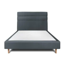 Lit avec tête de lit velours et sommier tapissier gris anthracite