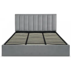 Lit Coffre + Sommier Gris Argent DREAMY 180cm