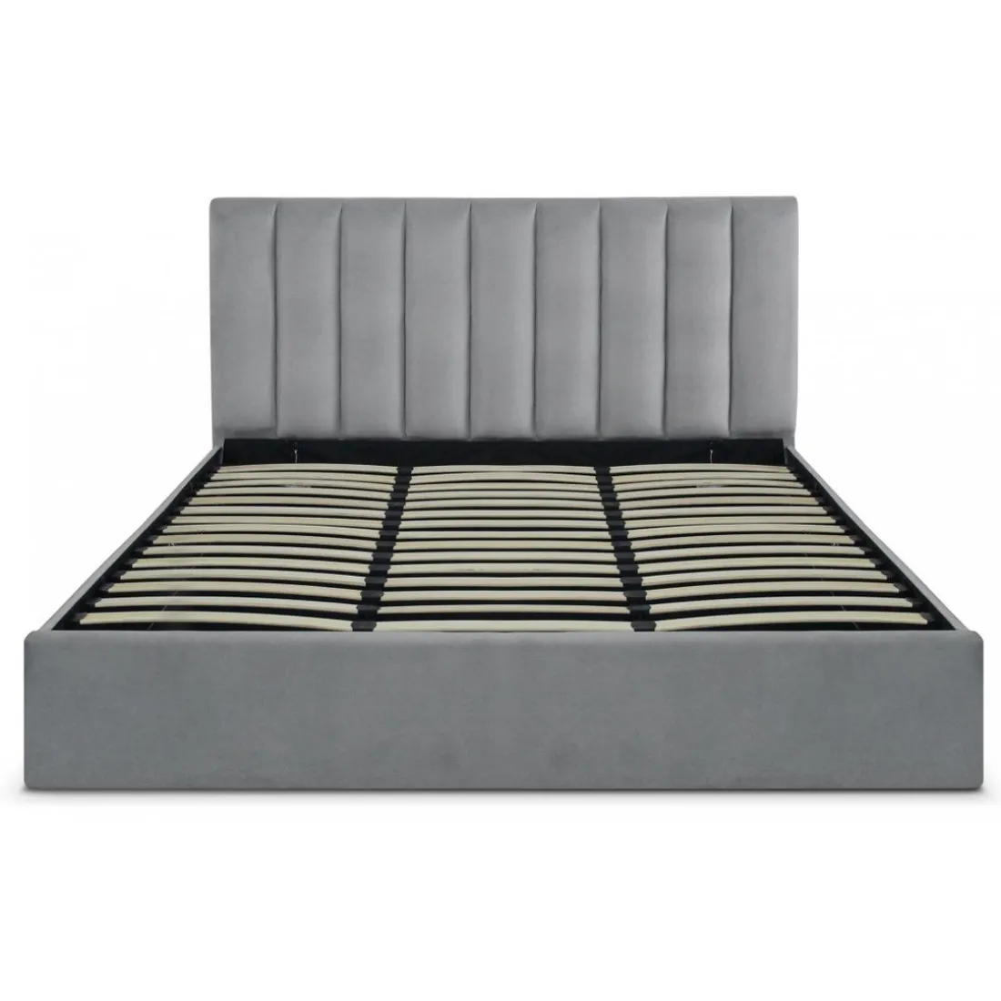Lit Coffre + Sommier Gris Argent DREAMY 180cm
