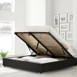 Lit coffre cancun similicuir noir