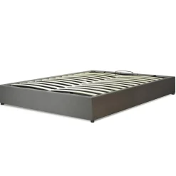 Lit coffre cancun tissu gris clair