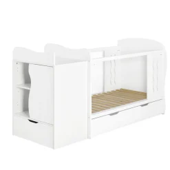 Lit Combiné Bébé Enfant Blanc avec Tiroir BELEM