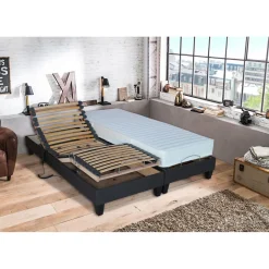 Lit de Relaxation Matelas Mousse à Mémoire de Forme et Sommier Electrique et 8 Pieds RUHE