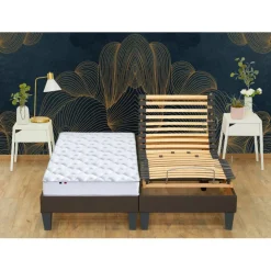 Lit de Relaxation Matelas Mousse à Mémoire de Forme et Sommier Electrique et 8 Pieds RUHE