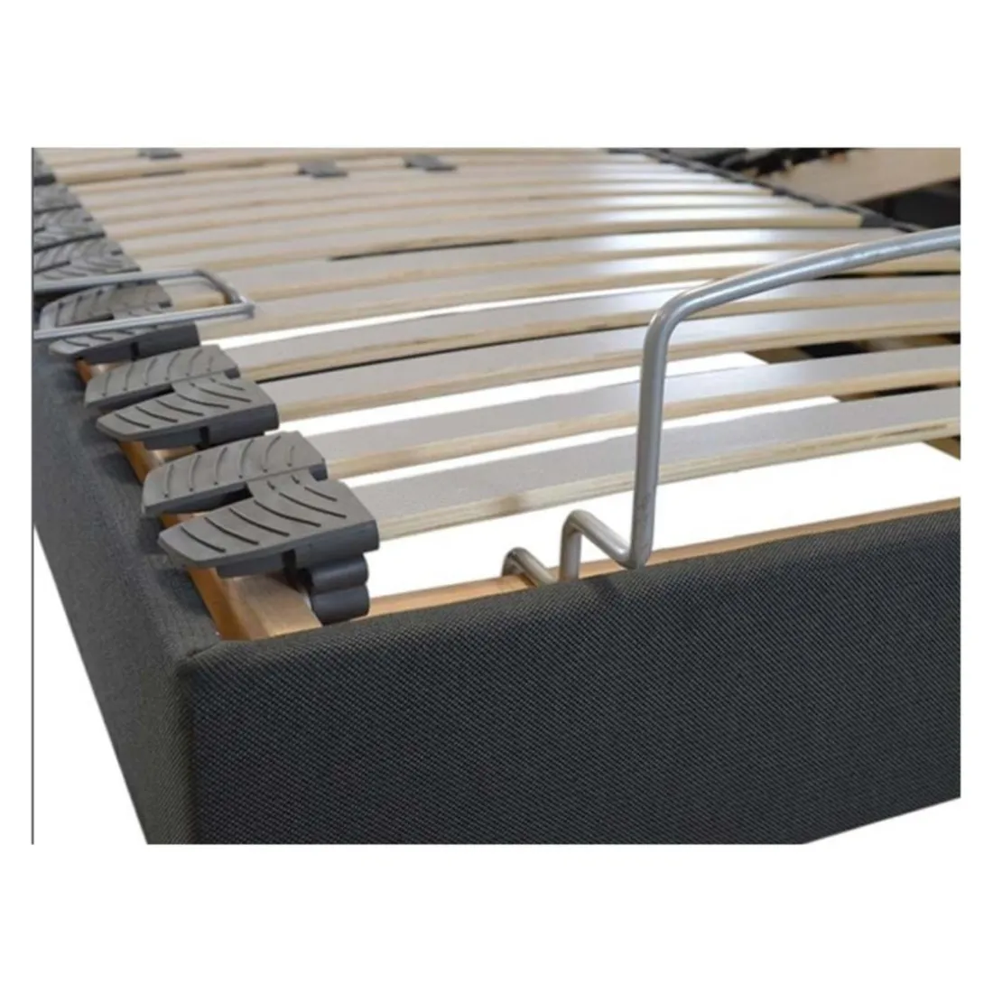 Lit Relaxation 100% Latex 5 Zones + Sommier Tissu Gris Déco Lattes Flexibles Avec Réglage Fermeté Au Niveau Lombaire