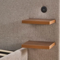 Lit-coffre complet avec tablettes et ports USB intégrés Lukas Tissu Taupe clair