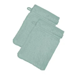 Lot 2 gants de toilette COTON D'EGYPTE bleu opaline en coton