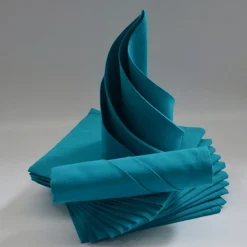 Lot 12 serviettes de table ARC EN CIEL bleu pétrole 44 x 44 cm