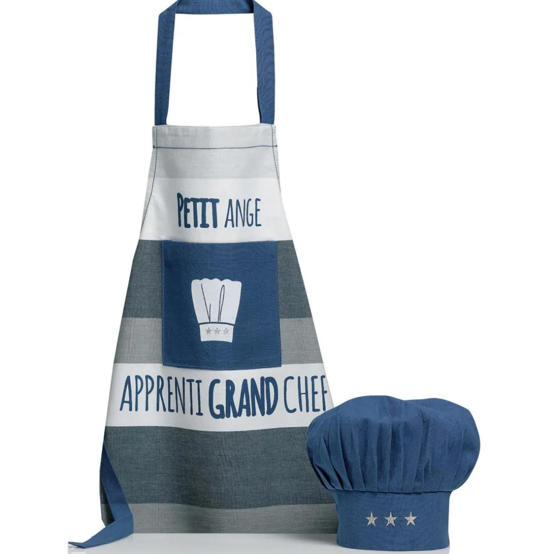 Lot composé Tablier de cuisine et Toque Petit ange Indigo 52 x 63