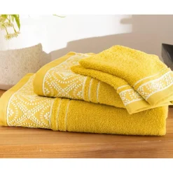 Lot de 2 gants de toilette en coton BYSANTINE jaune