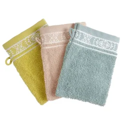 Lot de 2 gants de toilette en coton BYSANTINE jaune