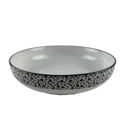 Lot de 4 assiettes creuses céramique BLACK FLOWERS