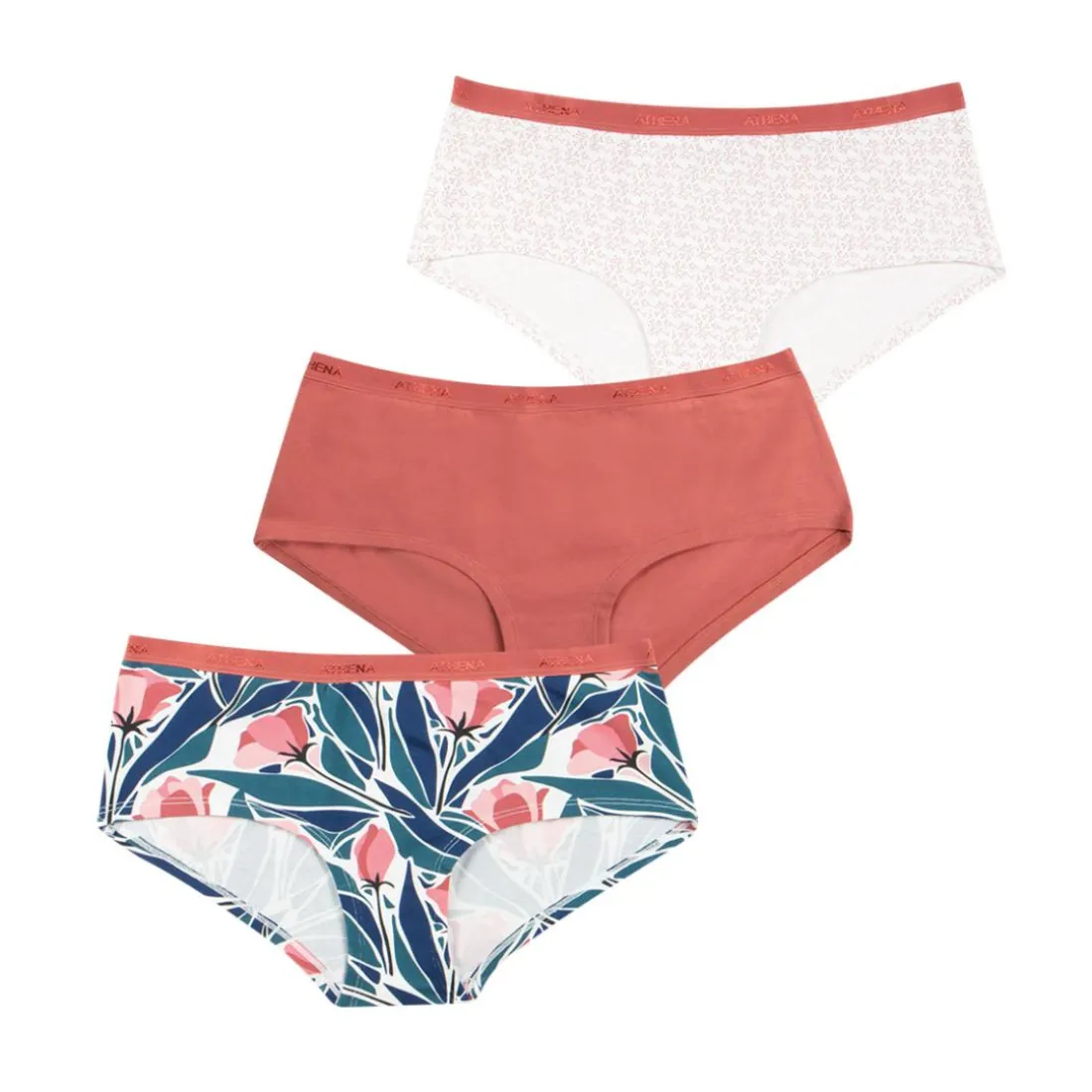 Lot de 3 boxers femme Ecopack Basic Athena rose en coton