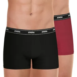 Lot de 2 boxers homme Duo Essentiel Athena rouge en coton