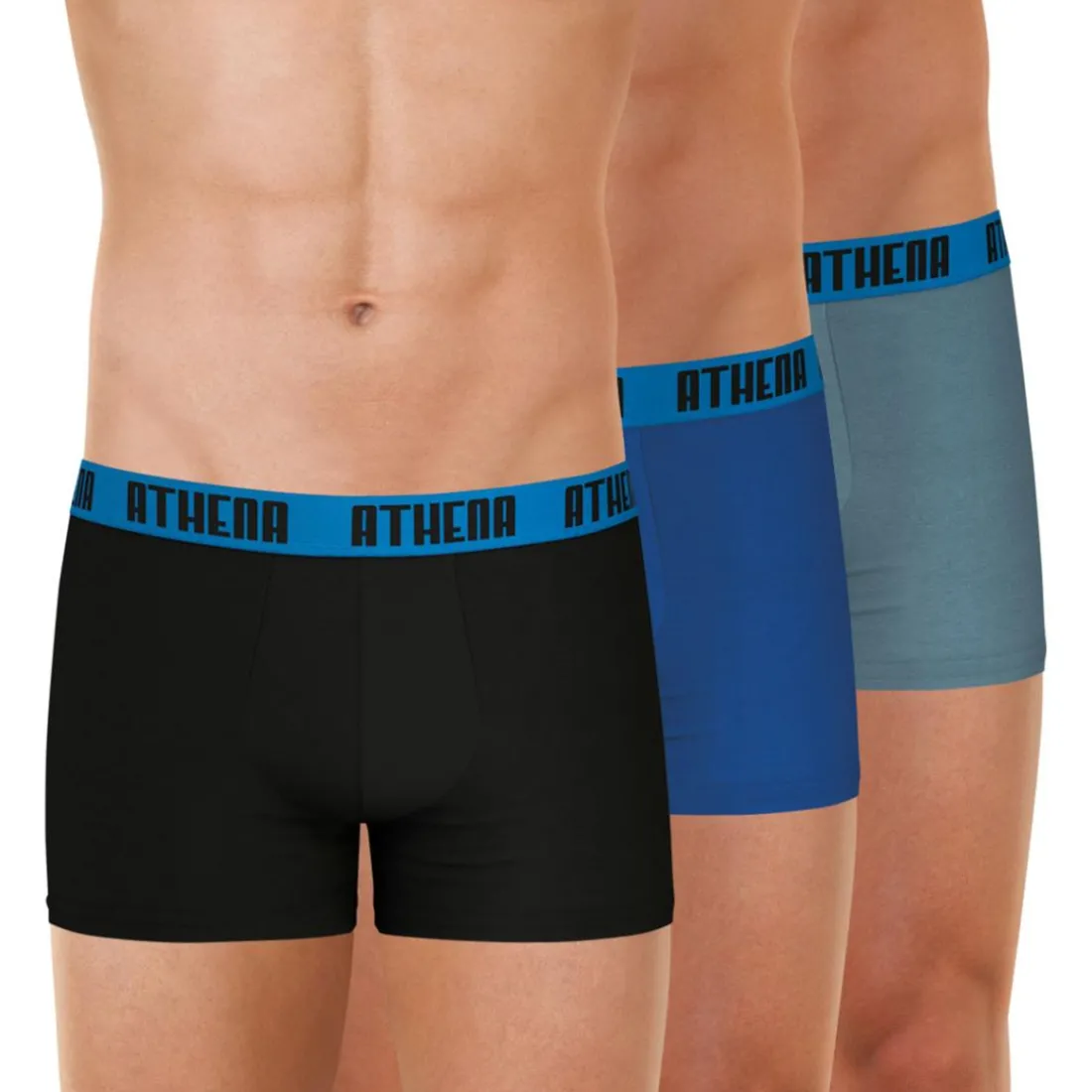 Lot de 3 boxers homme Ecopack Athena bleu en coton