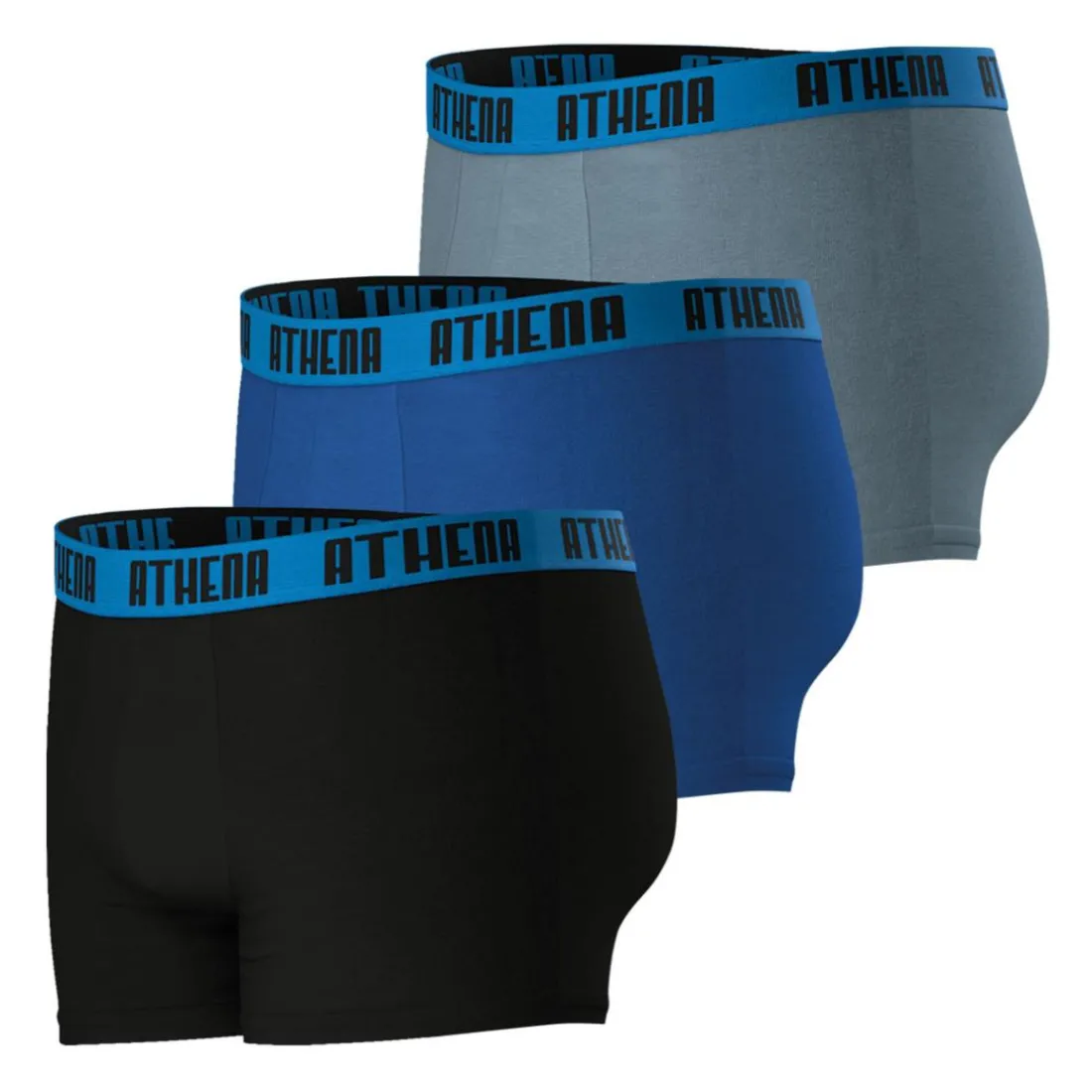 Lot de 3 boxers homme Ecopack Athena bleu en coton