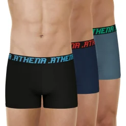 Lot de 3 boxers homme Trio Essentiel Athena multicolore en coton bleu