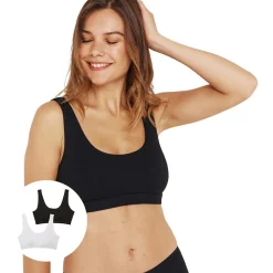 Lot de 2 brassières femme Ecopack Basic noir en coton