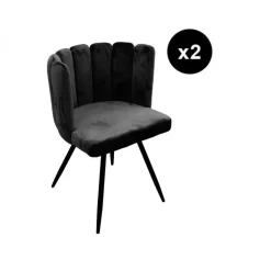 Lot de 2 Chaises ARIEL Velours Noir
